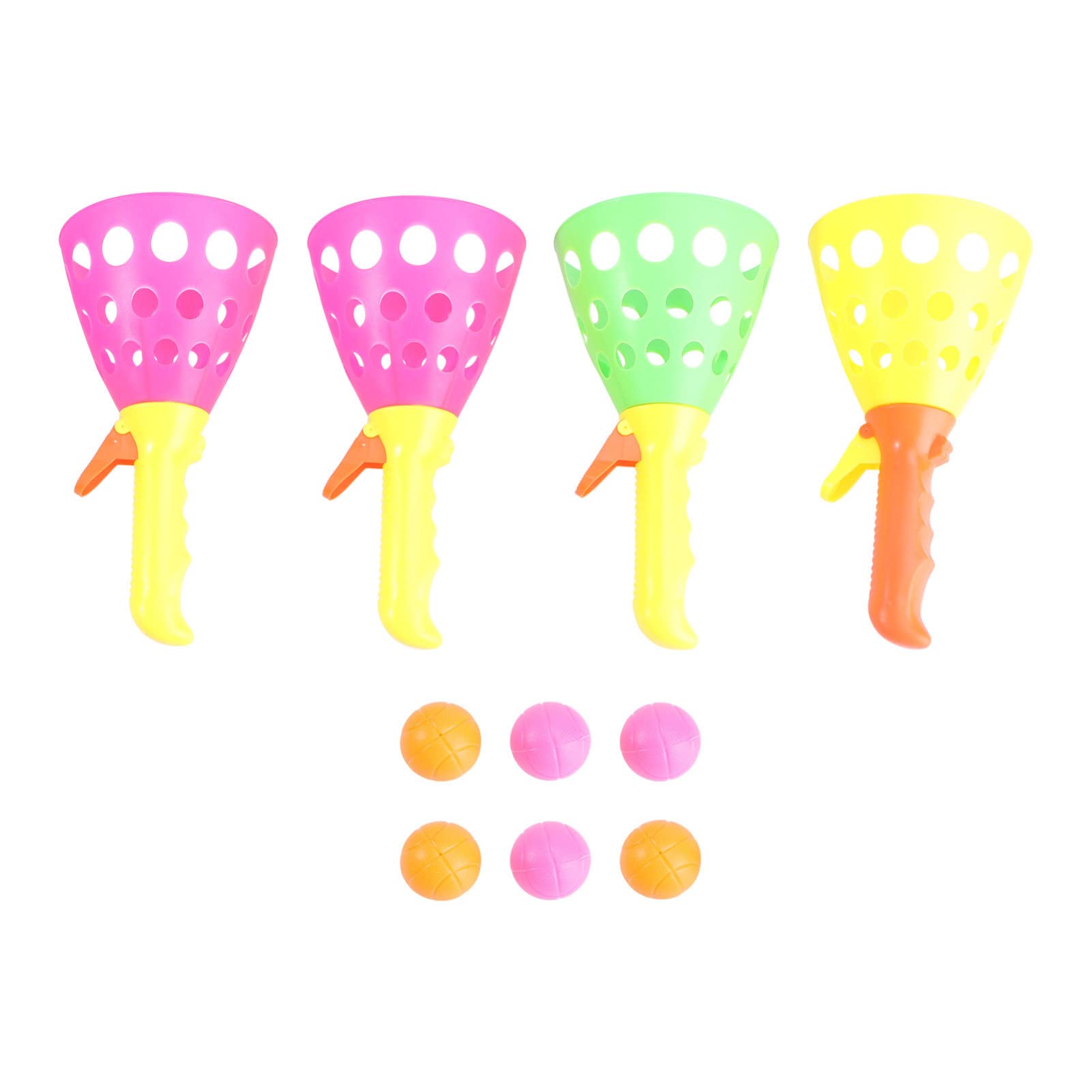 Muiltvoe 10pcs Launch and Catch s Toss Game Toy for Children Outdoor Backyard Play with 4pcs Launchers and 6pcs s, Random Handle Colors, Suitable for Kids’ Garden Random Color