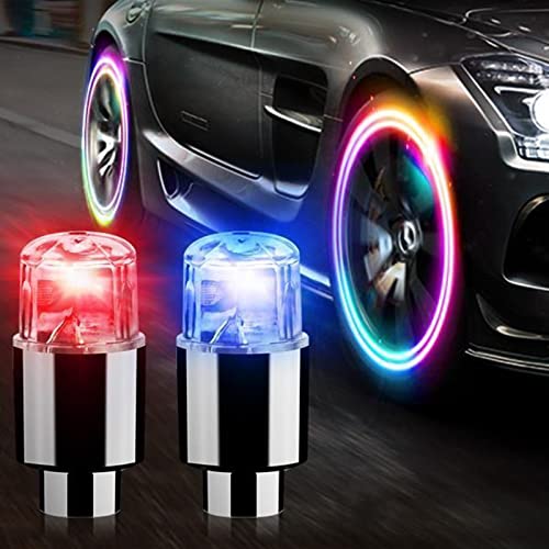 Image of 12 PCS LED Wheel Lights Flash Light Tire Valve Cap Lamp for Car Trucks Motorcycle Bike (Blue+Red)