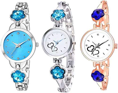 A White & Blue Dial 3 Beautyfull Analogue Watch for Girls & Womans Pack of - 3 (3 BENGLE) (B08LBSR3Z6) Amazon Price History, Amazon Price Tracker