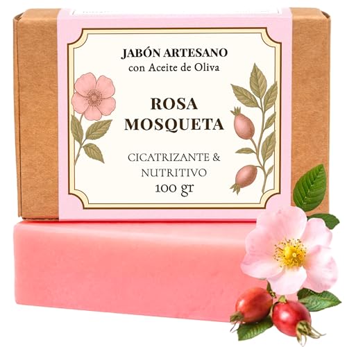 CABRERIZO SOAP Jabones para regalar artesanales de aceite rosa mosqueta 100 g – Jabon natural en jabon pastilla para limpieza facial y corporal diaria