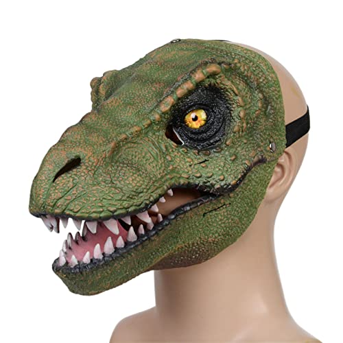 Máscara de dinosaurio novedosa disfraz de Halloween para fiesta, máscara realista de dinosaurio, mandíbula móvil, máscara facial para Halloween, fiesta de cosplay Cover