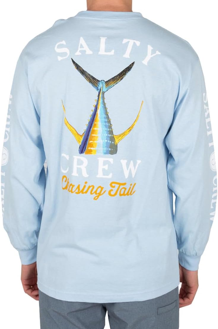 Salty Crew Tailed LS Tee LIGHTBLUE XL - Men's Fashion Casual Long Sleeve Shirts Cotton Shirts - Regular Fit - Lifestyle Beach Apparel