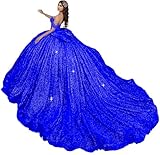 YuVanty Shiny Royal Blue Quinceanera Dresses Ball Gown 2025 Cheap 15 Dress for Quinceanera Pretty Sweet 16 Dresses with Bow Vestido de 15 años Puffy DAMA Dress Plus Size for Teens 24