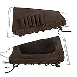 BronzeDog Leather Cartidge Buttstock Shotgun Shell Holder, Hunting Buttstock Ammo Holder Pouch Bag for Rifles, Shotgun Shell Pouch Shell Holder Stock (Matte Brown)