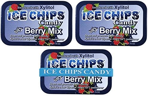 ICE CHIPS Xylitol Candy Tins (Berry Mix, 3 Pack) - Includes BAND as shown