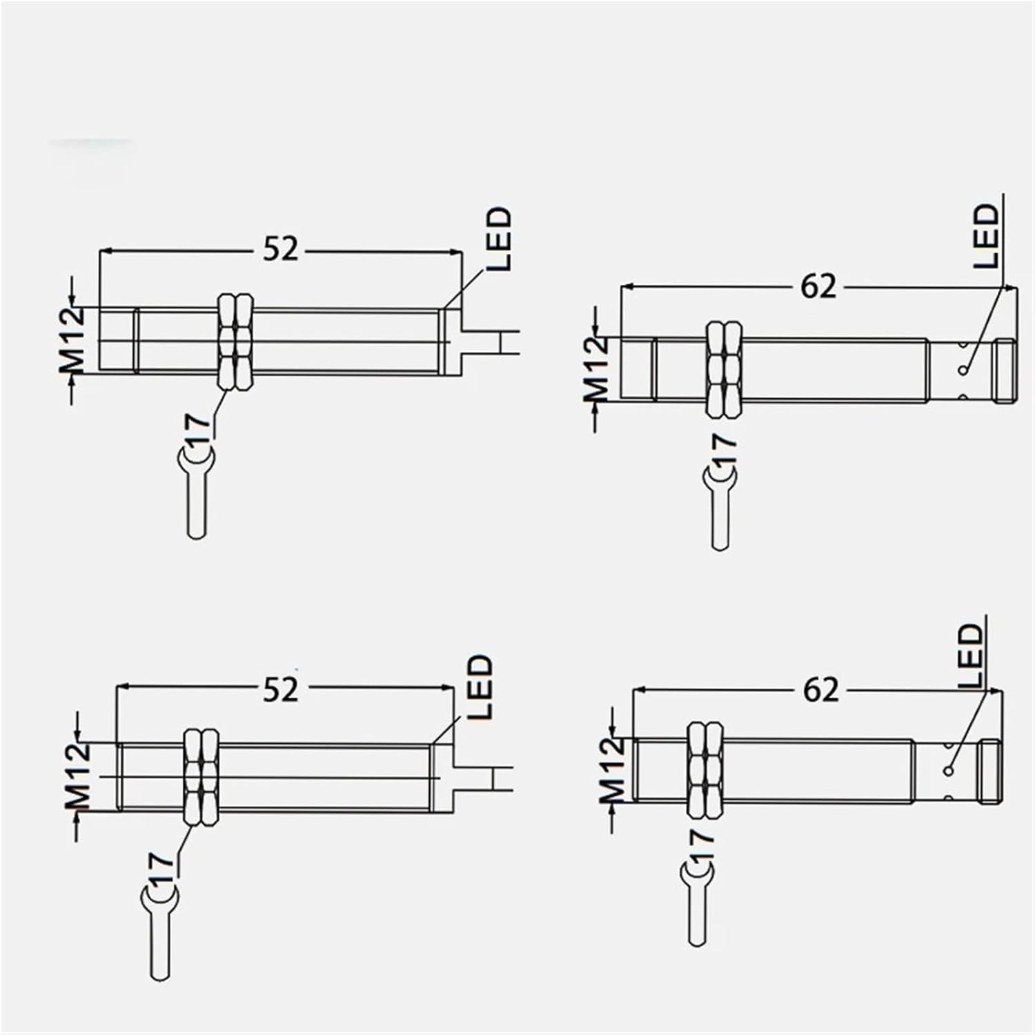 1pcs M12 Inductive Proximity Switch Sensor Flush DC 10-30V AC90-250V NPN PNP NO NC Output(AC NO)