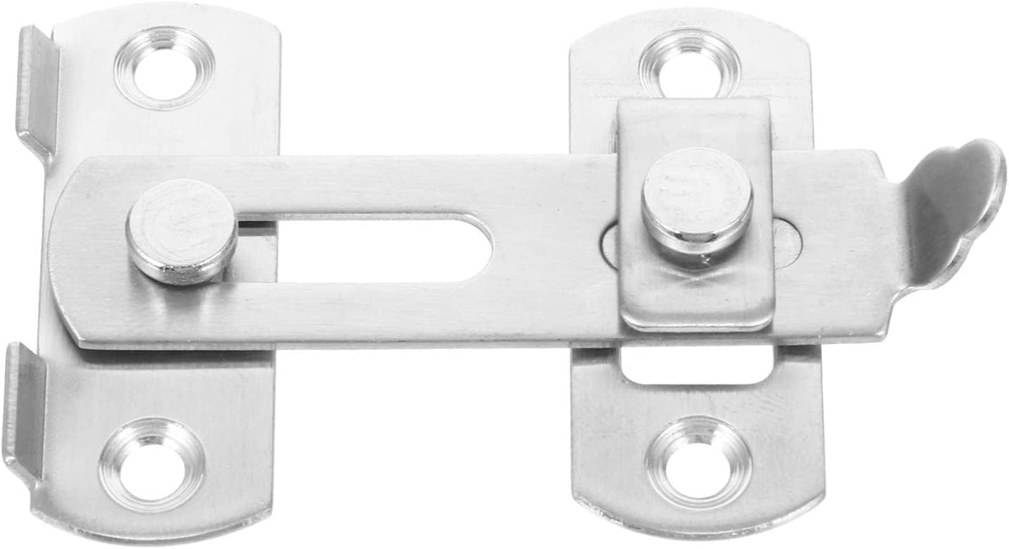 Door Lock Bolt, Sliding Door LockDoor Sliding Latch Stainless Steel Door Buckle Safety Door Lock Right Angle Curved Door Buckle Brushed Finish Sliding Lock Rod Door and Window Bolt