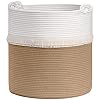 CherryNow Large Woven Storage Baskets – 16'' x 16'' Cotton and Jute Rope Decorative Hamper for Nursery, Toys, Blankets, and Laundry, Cute Tassel Nursery Decor - Home Storage Container