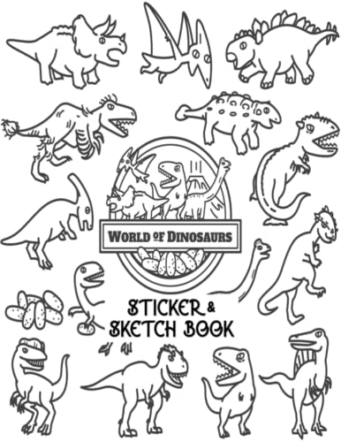Sticker & Sketch Book: Cute dinosaur sketchbook drawing gifts for boys image 2