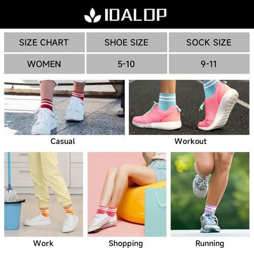 20 Pairs Women‘s Colorful Athletic Crew Socks Casual Soft Lightweight Quarter4