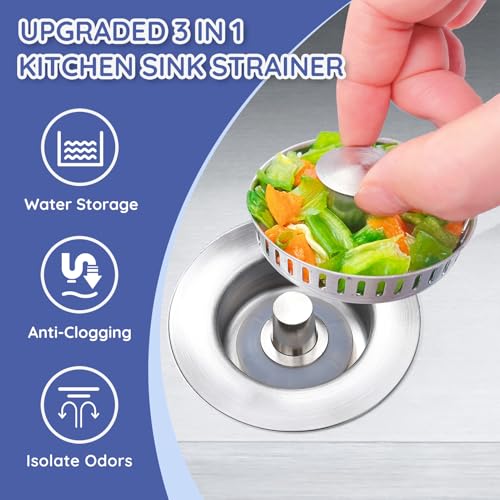 Colador para desagüe de cocina 3 en 1 de acero inoxidable miniatura 2