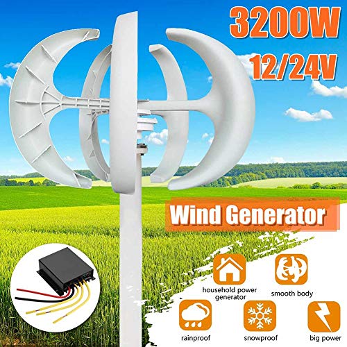 GJZhuan 2020 3200W 12/24V Lantern 5-Blade Wind Turbines Generator Household Power Generator W/Controller for Solar Streetlight,boat,Marine. (Voltage : 12V)