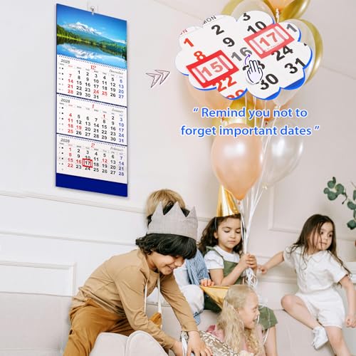 Image of Flenpptly 2026 Wall Calendar Large Wall Calendar 3 Month Display Vertical Calendar with Thick Paper 33 inch x 13 inch from Dec 2025 to Jan 2027 for Perfect Daily Planner (Blue-1)