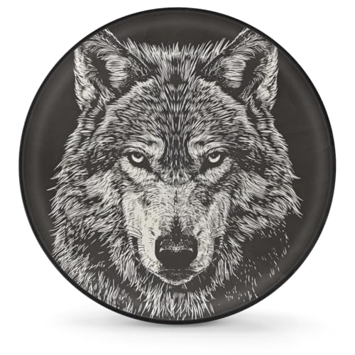 Image of Spare Tire Cover for RV Trailer, Animals Wolf Tire Covers Universal Fit for Travel Trailer Camper Jeep RV SUV Truck Waterproof Wheel Cover (15 inch for Diameter 27 inch - 29 inch),A-677