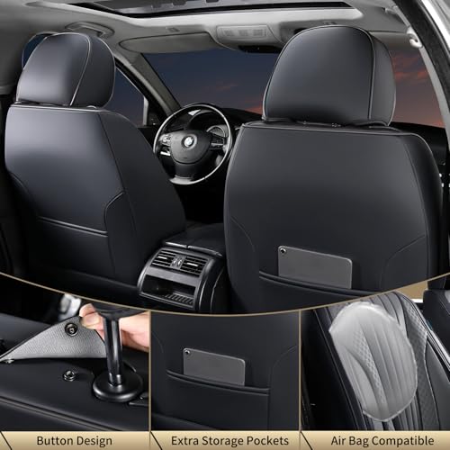 Image of FLORICH Car Seat Covers, Premium Leatherette Car Seat Covers Front Seats, Automotive Vehicle Seat Cushions, Waterproof Seat Protectors for Sedans Cars SUV Trucks, Black&Gray
