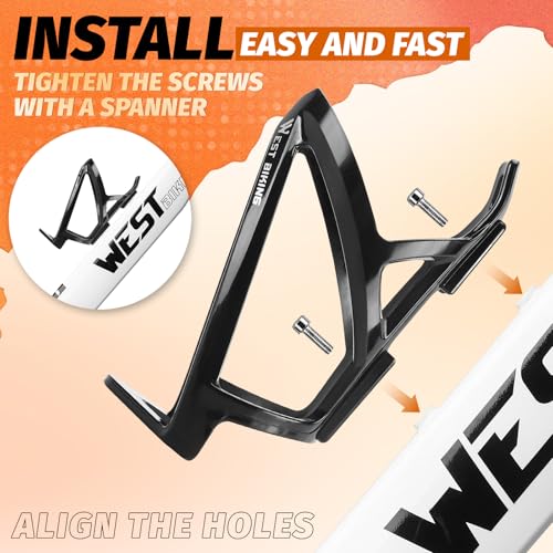 Image of West Biking Bike Water Bottle Cages Ultra-Light Durable PC Bicycle Bottle Holder with Screws Tool, Easy Installation Bicycle Drink Cup Holders Cycling Kettle for MTB Road Bikes