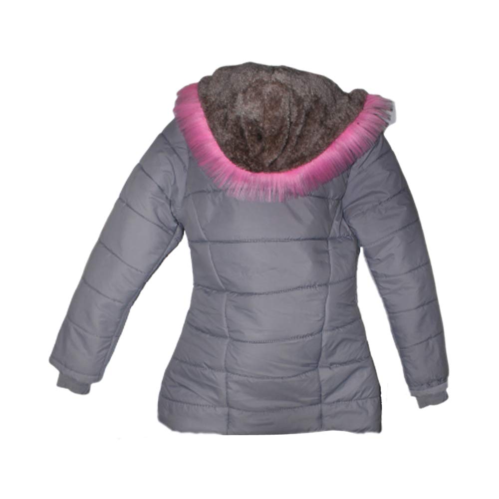 Malvina Kid's Girl's Winter Wears Full Sleeve Hooded Jacket (Grey,9-10 Years) 2