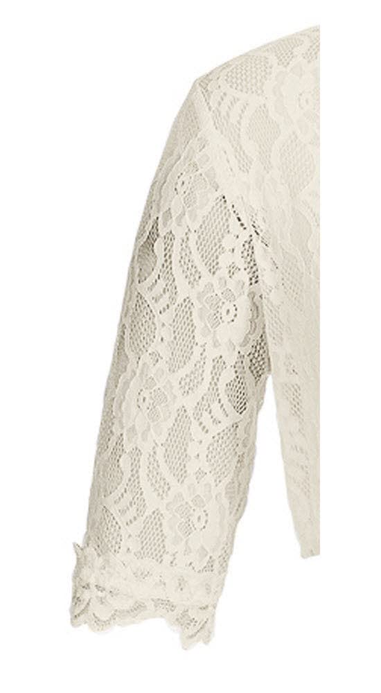 Nübler Dirndlbluse Damen Laura - Kurzarm Trachtenbluse mit Spitze & V-Ausschnitt - Creme, Elegante Tracht im Landhaus Stil - Hochwertige, formbeständige Qualität
