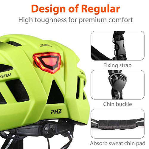 PHZ Bicycle Helmet with Safety LED Light Bike Cycle Road Mountain Skateboard Scooter Hoverboard CE Certified Adjustable… - Image 3