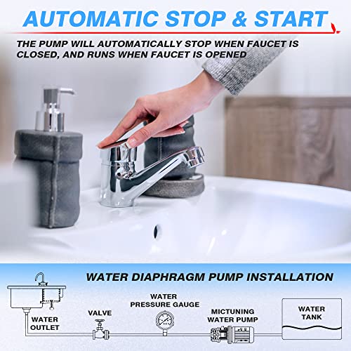 Mictuning 12V Rv Water Diaphragm Pump, 5.5Gpm 70Psi On Demand Self-Priming Fresh Water Pressure Pump With Pressure Switch For Rv Camper Garden Sprinkler Faucet #TOP2