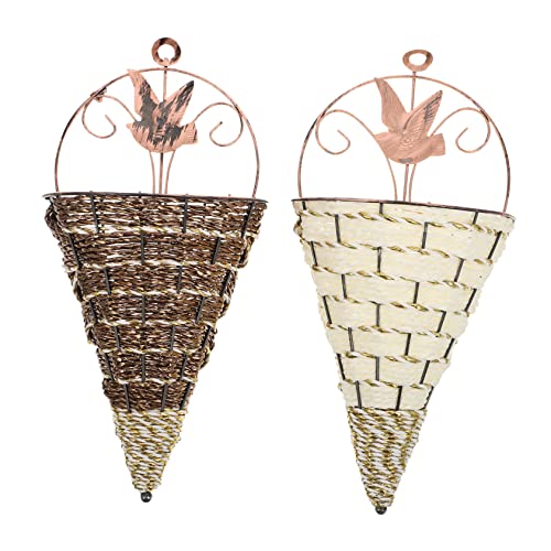 Parliky 2 Piezas De Cestas De Pared Decorativas Macetas Colgantes De Pared Triangulares Colgadores De Plantas De Pared Estéticos Estilo Retro