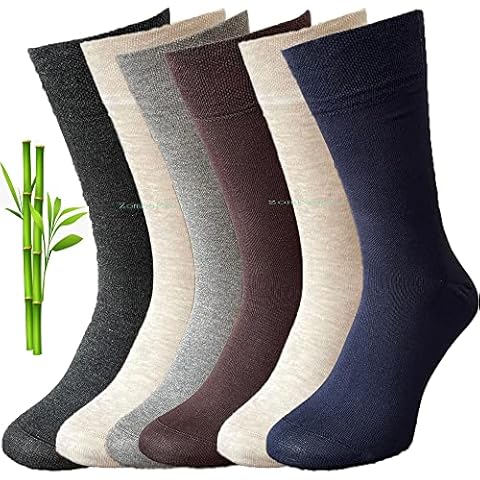 ZombaFlo 6 Pairs Diabetic Bamboo Socks for Men Super Soft Honey Comb Top UK Size 6-11 (Multicolor) Cover