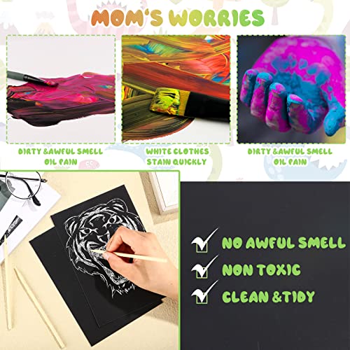 gersoniel scratch paper art set adults scratchboard craft kits 72 x 5 inch black scratch off paper scratchboard pad art supplies with wooden stylus for diy birthday party gift supplies60 pieces