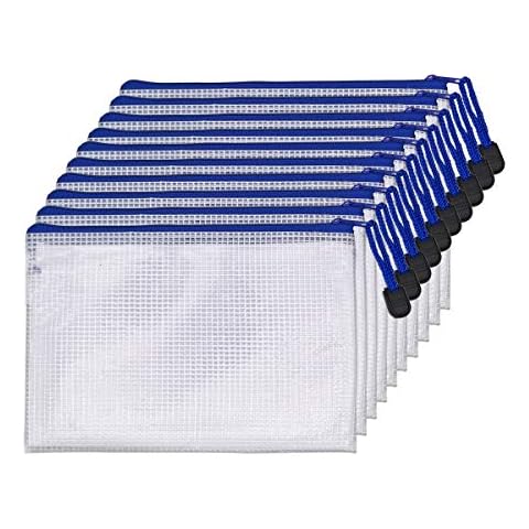 COWORK 10PCS Zipper Plastic Wallets, Zipper File Bags Plastic Document Folders Mesh Pouch Document Holder for Office Home School Travel (White, A5 Size 9.2 x 6.7 Inches) Cover