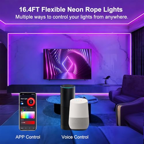 Tira de luces Smart Neon Ligency RGBW 16.4 pies con Alexa miniatura 2