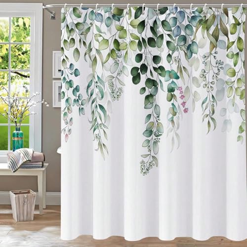 Rideau de douche en eucalyptus aquarelle grand format au textile de qualité - 3