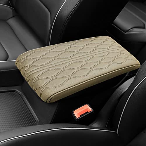 Car Armrest Box Pad, 2023 New Waterproof Car Center Console Cover Pad Leather Auto Armrest Cover, Universal Auto Armrest Box Cover Arm Rest Cushion Pads For Suv Truck Vehicle (Beige A) #TOP20