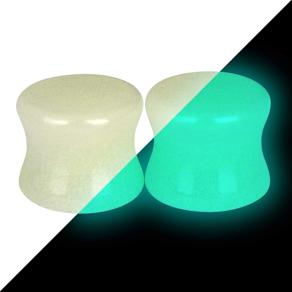 Qmcandy 2PCS Stone Ear Gauges Plugs Saddle Opalite Amethyst Stone Double Flared Ear Tunnels Expander Earrings for Women Men 2g-3/4