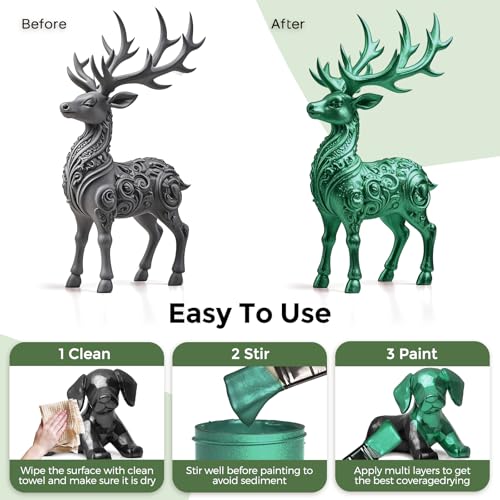 Image of Nicpro Metallic Emerald Green Acrylic Paint, 8.45oz /250ml Craft Paints | Large, Non Toxic, Non Fading Pearlescent Paint for Metal, Wood, Clay, Canvas, Ceramic, Furniture, Handcrafts, Art Supplies
