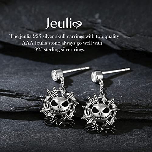 Jeulia Nightmare Earrings Jack Skellington Stud Earrings For Women Men Diamond 925 Sterling Silver Punk Drop Gothic Skeleton Dangle Hoop Black Piercing Earrings Halloween Jewelry Romantic Jewelry Gift For Her Christmas Birthday Gift (Spider King) #TOP4
