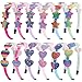 SIQUK 12 Pieces Glitter Headbands with Teeth Rainbow Heart Headband Colorful Star Plastic Headband for Girls