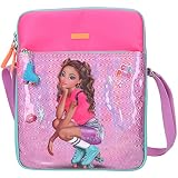 Depesche 11681 TOPModel Tiny Dancer - Tablet Tasche in Pinktönen mit Holo-Effekt und coolen Icons, Hülle mit längenverstellbarem Tragegurt