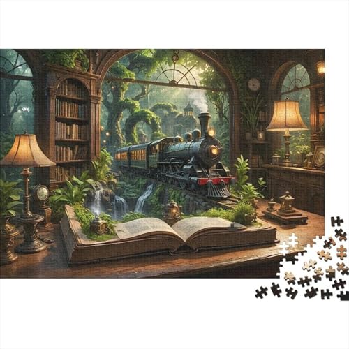Fantasy treno libro Set Di Puzzle Da 1000 Pezzi, Per Bambini 8-12 E Adulti, Cartone Riciclato Spesso, Regalo Per Tutta La Famiglia, Gioco Educativo 38x26cm/1000pcs
