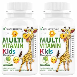 GOA NUTRITIONS Multivitamin For Kids With Vitamin C, A, D (as d3), E, B12, Zinc Supplements-120 Chewable Tablets (Pack Of 2)