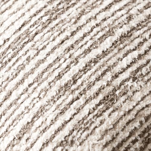Image of Foindtower Set of 2 Faux Fur Textured Modern Throw Decorative Pillow Covers Square Accent Striped Cushion Sherpa Boho Farmhouse Pillowcase for Couch Sofa Living Room Home Decor 18x18 Inch,Light Taupe