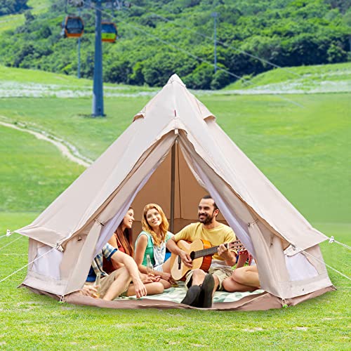 Carpa Bell de Lona Para Camping 2 Personas Impermeable Beige miniatura 1