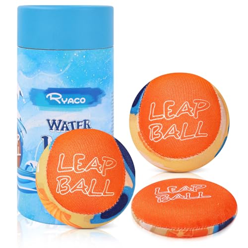 Image of RYACO Leap Water Skipping Balls, 3 Pack Bouncing Beach & Pool Toys, Extreme Water Fun for All Ages, Ideal for Beach Lake Pool River & Bath Time