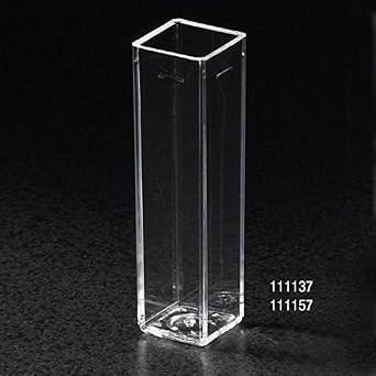 Globe Scientific 111157 Polymethylmethacrylate Square Spectrophotometer Cuvette, 4 Clear Sides, 4.5mL Capacity Case of 500