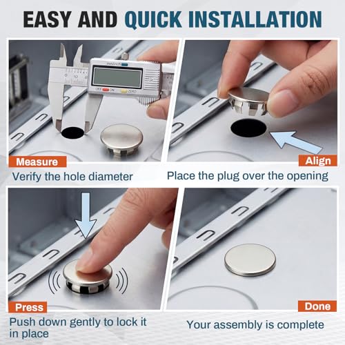 Image of Hicarer 15 Pack Fit 1-1 /2 inch(38.1mm) Hole Metal Hole Plugs, Nickel-Plated Steel Snap-in Cover for Exposed Holes, Electrical Box Knockout Plugs, No Welding Required for Sinks, Furniture, Automotive