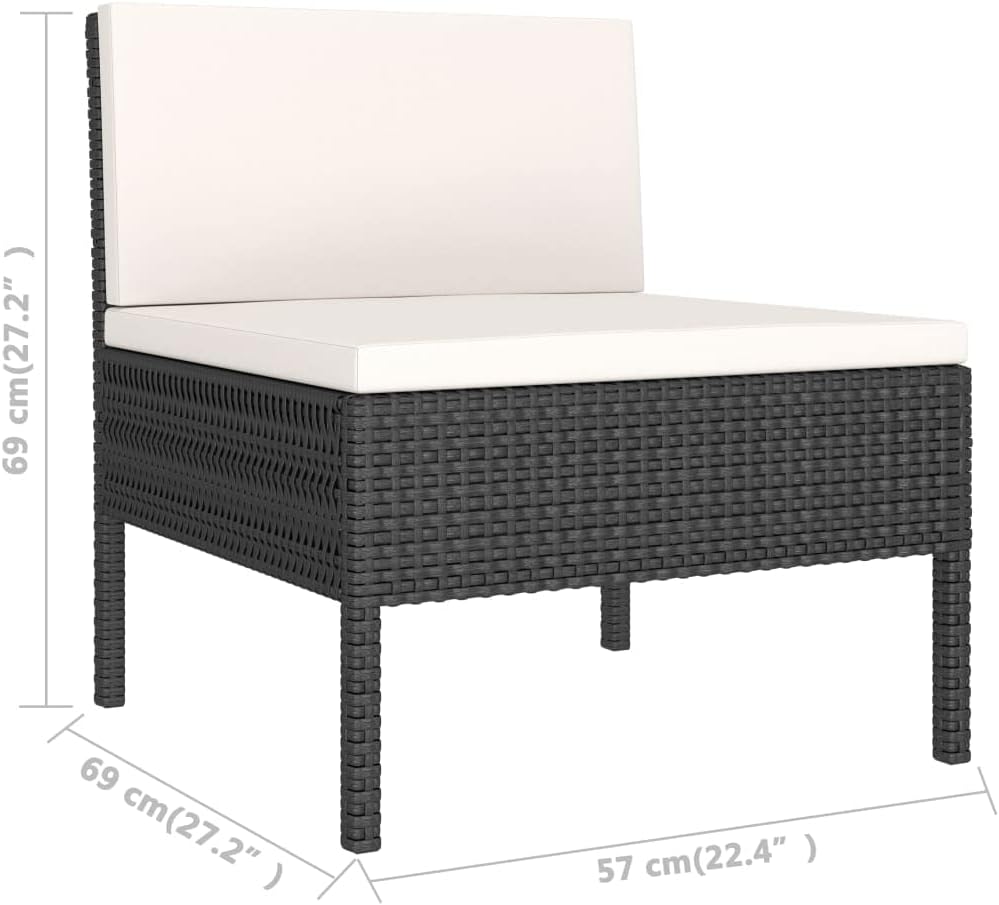 vidaXL Garden Furniture Set Black PE Rattan Medium Modular