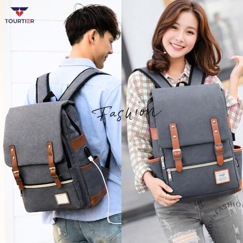 Image of Travel Laptop Bag, Slim Durable Laptops Backpack with USB Charging Port, College School Backpacks Gifts for Men Women