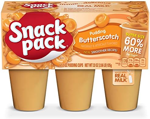 Super Snack Pack Butterscotch Pudding Cups, 33 Ounce, Pack of 8