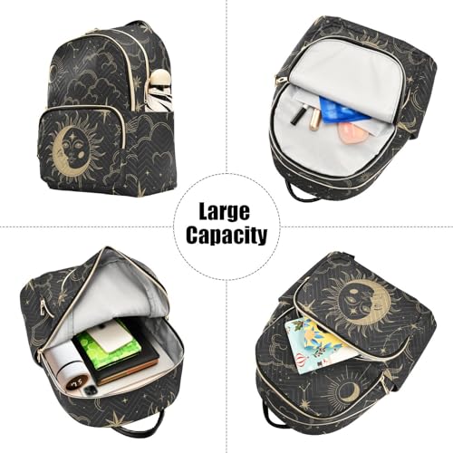 Image of ALAZA Sun Moon Stars Constellations Witchery Mini Backpack Purse for Women Travel Bag Fashion Daypack Back Pack Shoulder Bag