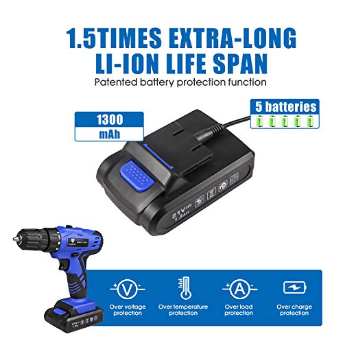 LETTON Werkzeugkoffer mit Bohrmaschine 21V Batterie für 108 Zubehörteile Home Cordless Repair Kit Werkzeugset - Schwarz… – Bild 6