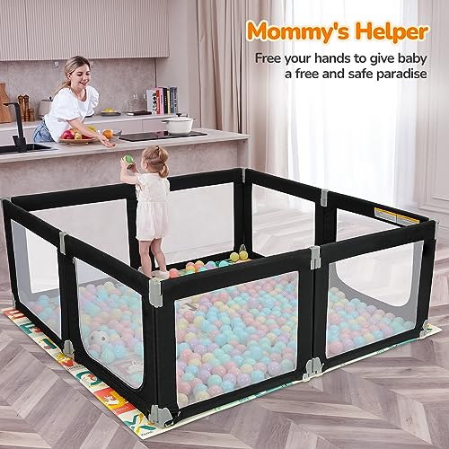 Image of Dripex Foldable Playpen, Extra Large Baby Playpen, 71 inchx69 inch Play Yard for Baby, Collapsible Play Pen for Babies, Fence with Breathable Mesh, Indoor & Outdoor Kids Activity Center, Black
