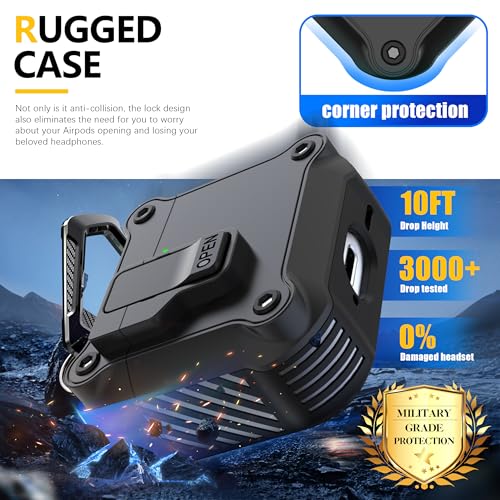 Image of RFUNGUANGO for AirPods 5 /4 Case (2026 /2024) with Lock, Black